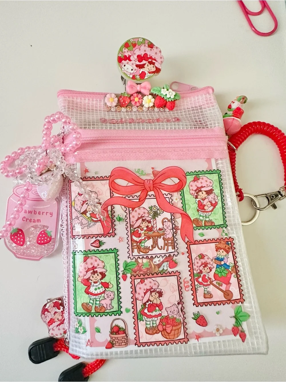 Strawberry-Themed Pink Pouch Journal